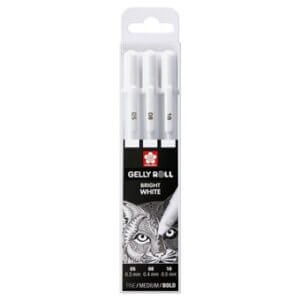 Estuche básico Sakura con 3 bolígrafos de Gelly Roll blanco brillante
